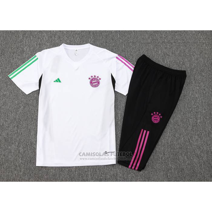 Fato de Treino Bayern de Munique Manga Curta 2023-2024 Branco - Calcas Curta